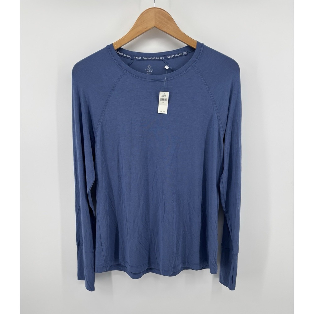 NWT Offline By Aerie Raglan Long Sleeve Top Sz L Modal Thumbholes Athleisure